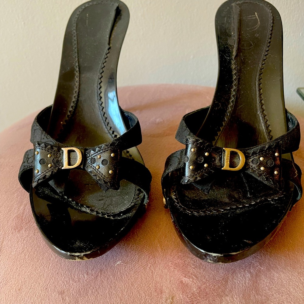 Christian Dior Black Heeled Mule Sandals - Size 41